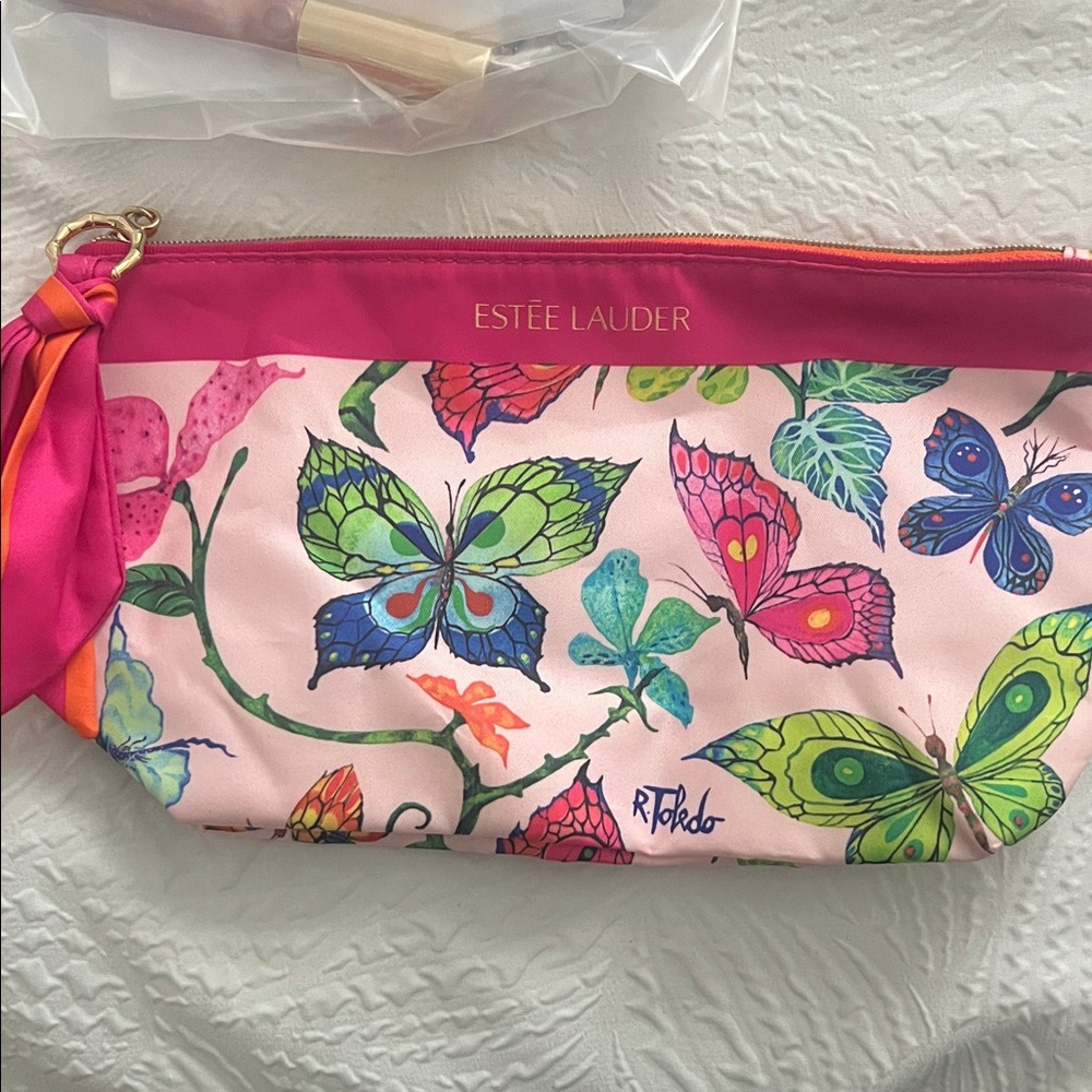 Estee Lauder Multicolor Butterfly Cosmetic Bag
